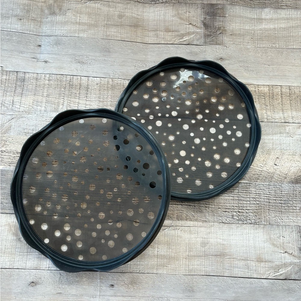 Pampered Chef Microwave Potato Chip Veggie Maker Set Of 2 Stackable Trays New